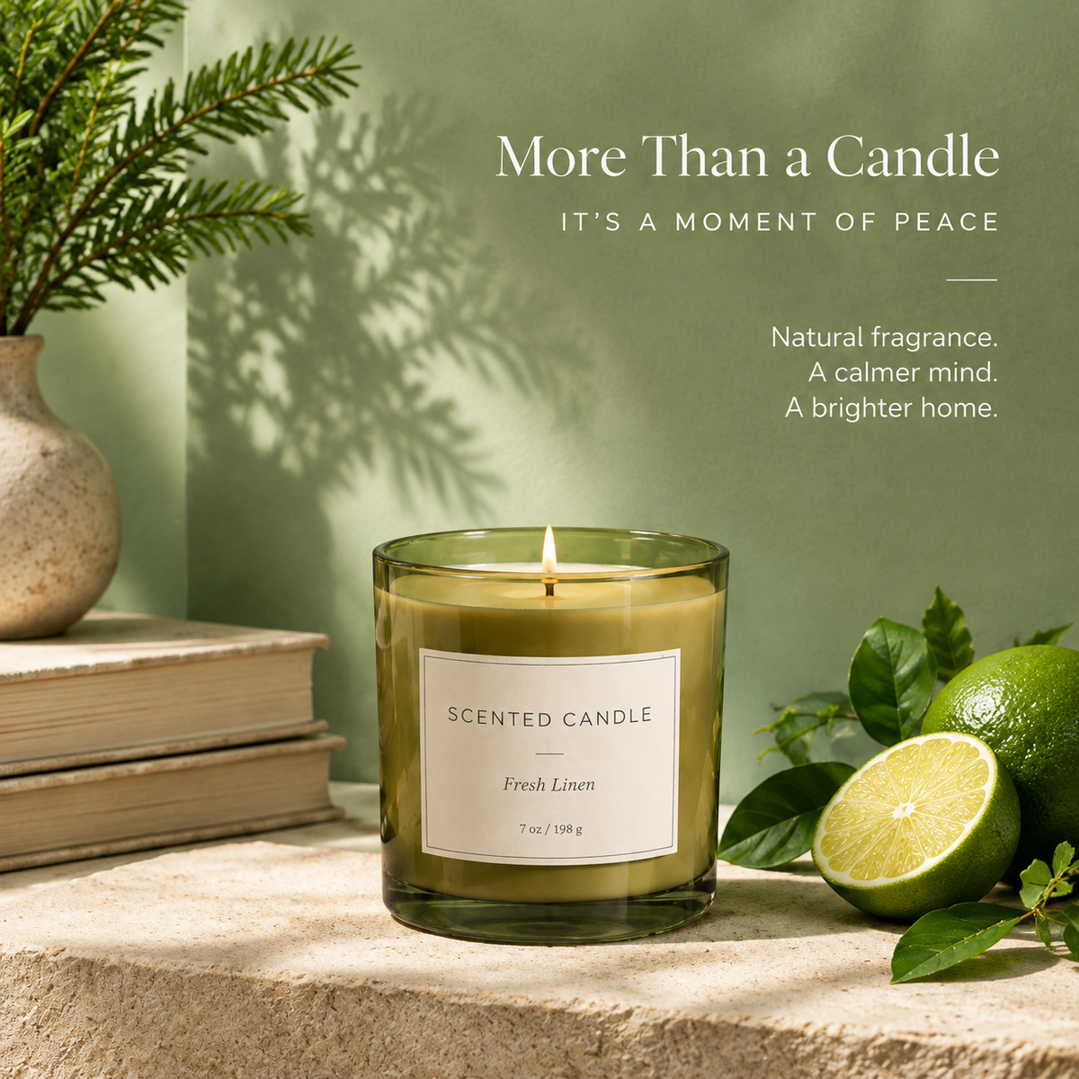 Fresh Linen Scented Candle — Nature Inspired Soy Wax Candle