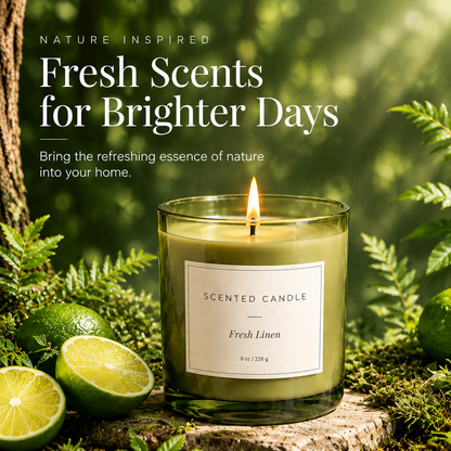 Fresh Linen Scented Candle — Nature Inspired Soy Wax Candle