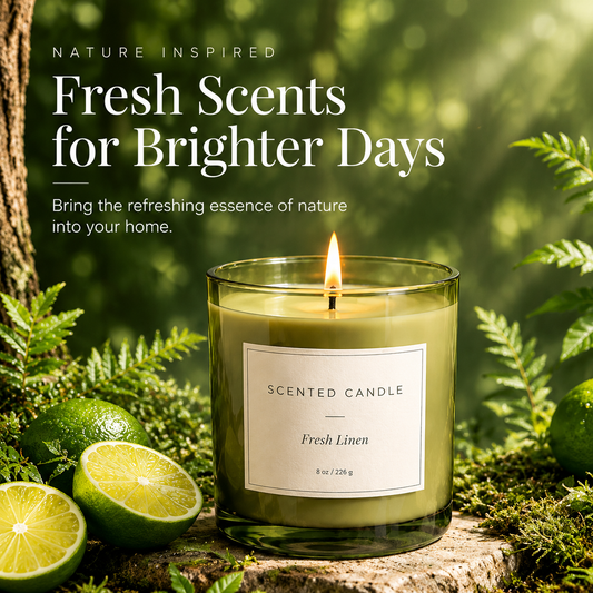 Fresh Linen Scented Candle — Nature Inspired Soy Wax Candle