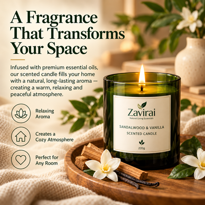 Zavirai Sandalwood & Vanilla Scented Candle