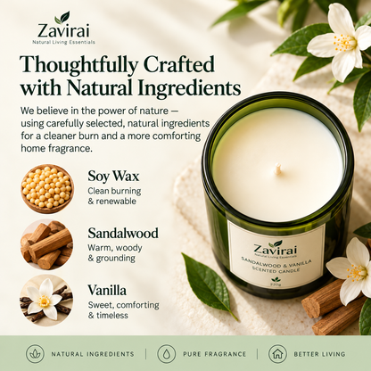 Zavirai Sandalwood & Vanilla Scented Candle